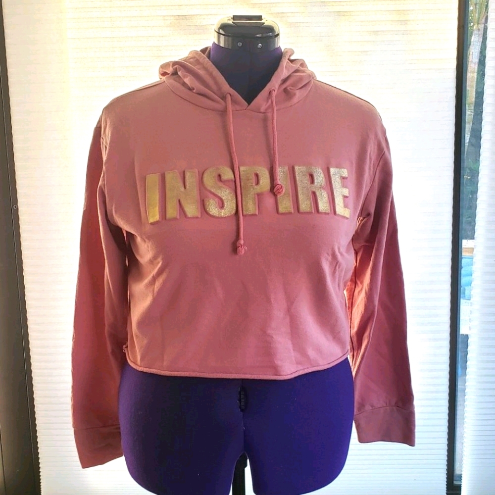 Say What? Pink "INSPIRE" Cropped Hoodie